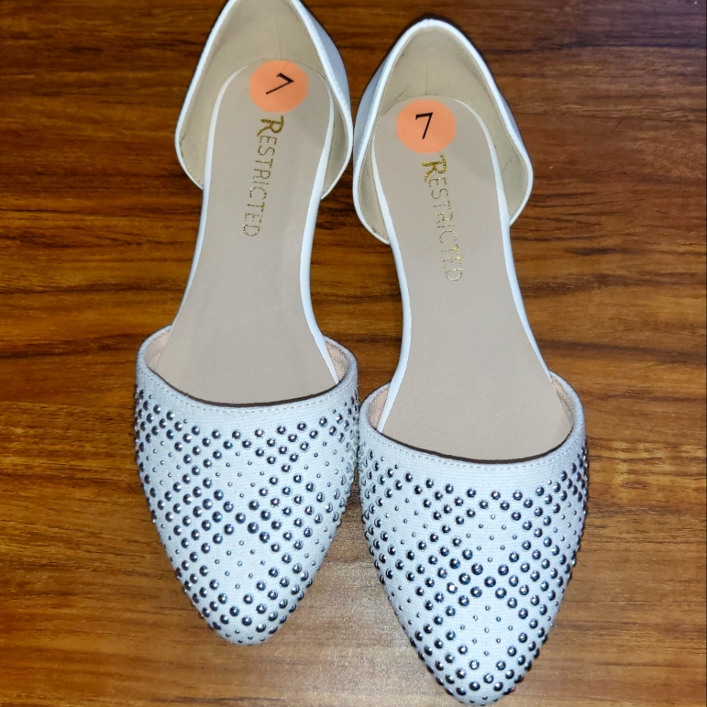 White studded flats